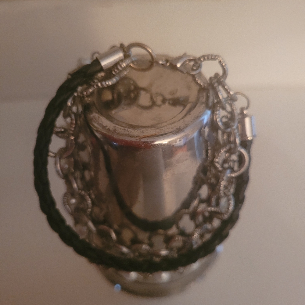 Silver and Black Chain Bracelet